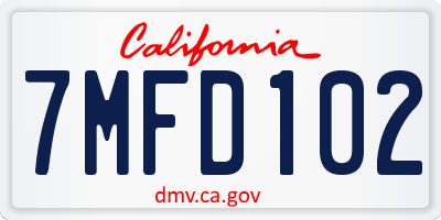 CA license plate 7MFD102
