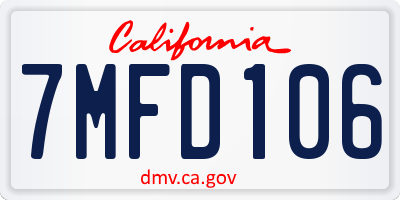CA license plate 7MFD106