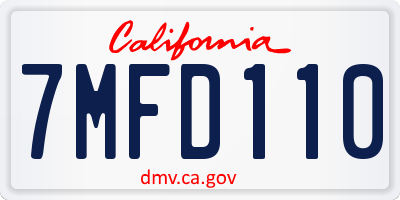 CA license plate 7MFD110