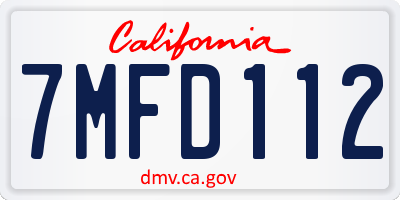 CA license plate 7MFD112