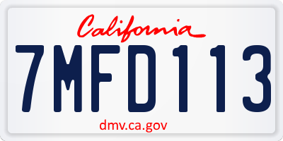 CA license plate 7MFD113