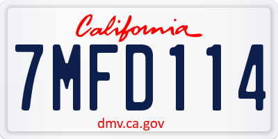 CA license plate 7MFD114