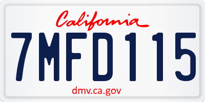 CA license plate 7MFD115