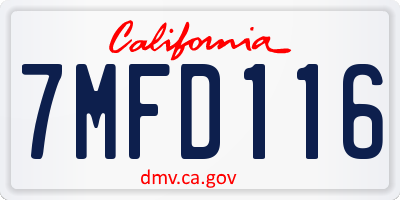 CA license plate 7MFD116