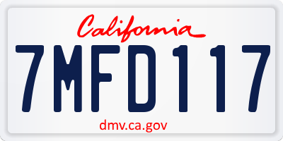 CA license plate 7MFD117