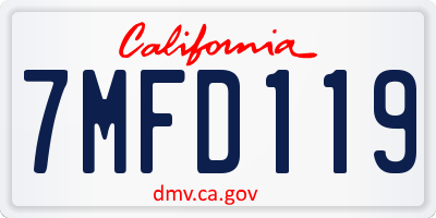 CA license plate 7MFD119
