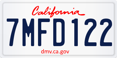 CA license plate 7MFD122