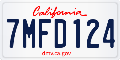 CA license plate 7MFD124