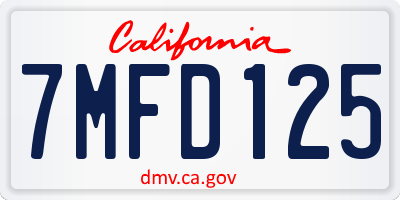 CA license plate 7MFD125