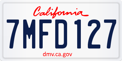 CA license plate 7MFD127