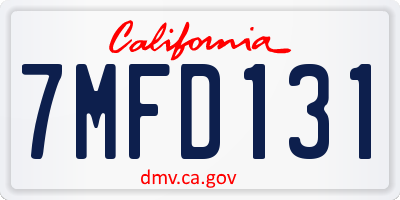 CA license plate 7MFD131