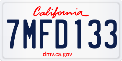 CA license plate 7MFD133