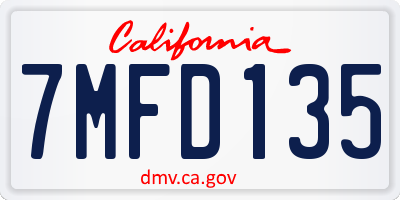 CA license plate 7MFD135