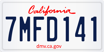 CA license plate 7MFD141