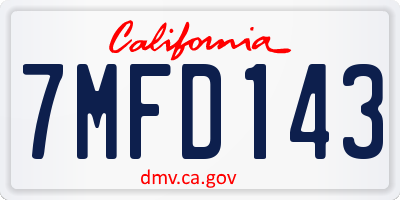 CA license plate 7MFD143