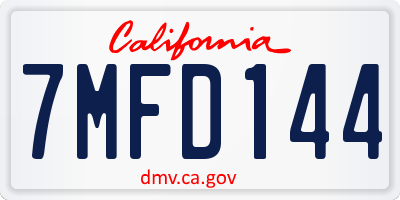 CA license plate 7MFD144