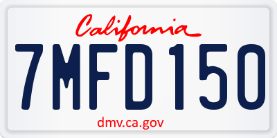 CA license plate 7MFD150