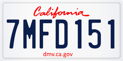 CA license plate 7MFD151
