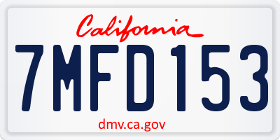 CA license plate 7MFD153