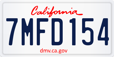 CA license plate 7MFD154