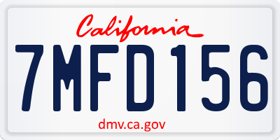 CA license plate 7MFD156