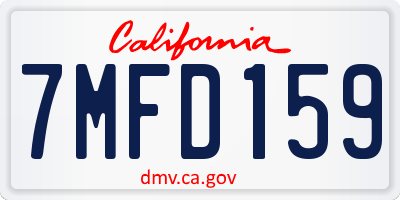 CA license plate 7MFD159