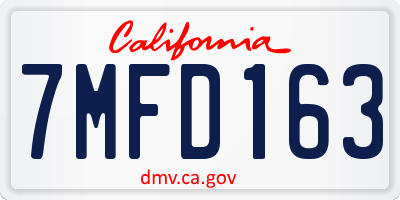 CA license plate 7MFD163