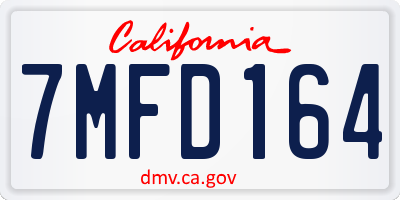 CA license plate 7MFD164