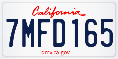 CA license plate 7MFD165