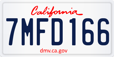 CA license plate 7MFD166