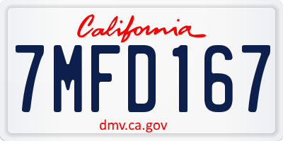 CA license plate 7MFD167