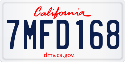 CA license plate 7MFD168