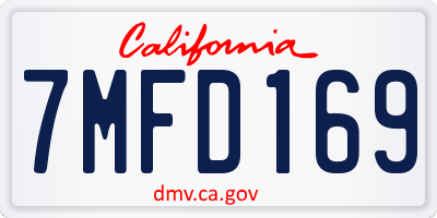 CA license plate 7MFD169