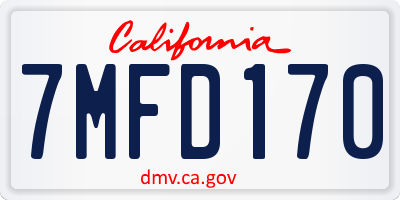 CA license plate 7MFD170