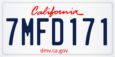 CA license plate 7MFD171