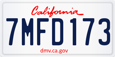 CA license plate 7MFD173