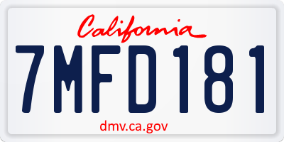 CA license plate 7MFD181