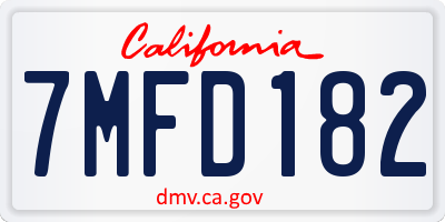 CA license plate 7MFD182