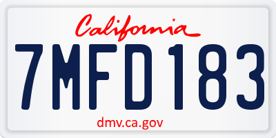 CA license plate 7MFD183