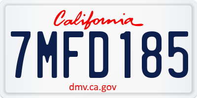 CA license plate 7MFD185