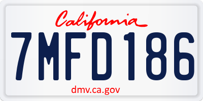CA license plate 7MFD186