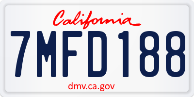 CA license plate 7MFD188