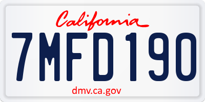 CA license plate 7MFD190