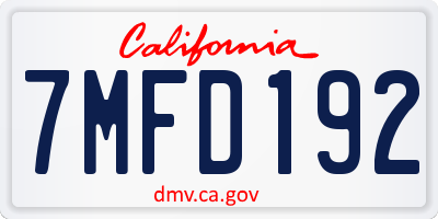 CA license plate 7MFD192