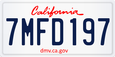 CA license plate 7MFD197
