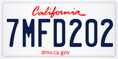 CA license plate 7MFD202