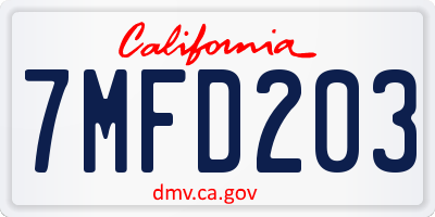 CA license plate 7MFD203