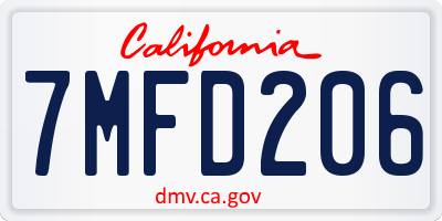 CA license plate 7MFD206