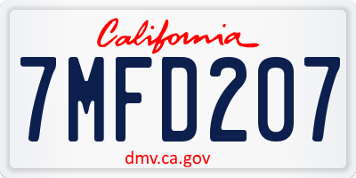 CA license plate 7MFD207