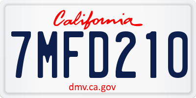 CA license plate 7MFD210